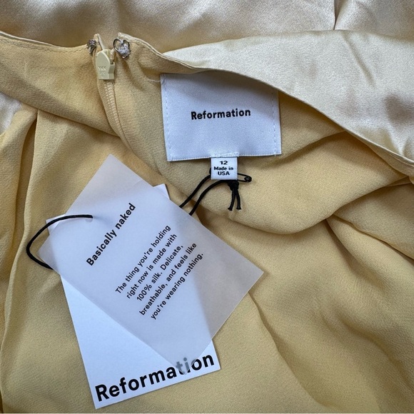 NWT Reformation Casette Silk Dress Maxi Long Wedding Cocktailin Blonde Yellow 12 - Picture 8 of 17